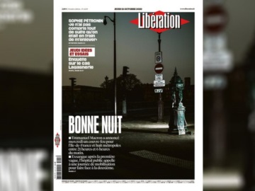 &quot;Καληνύχτα&quot; : Το πρωτοσέλιδο της «Liberation» μετά την επιβολή απαγόρευσης κυκλοφορίας στη Γαλλία