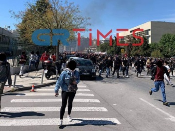  Θεσσαλονίκη : Επεισόδια στο τέλος της φοιτητικής πορείας