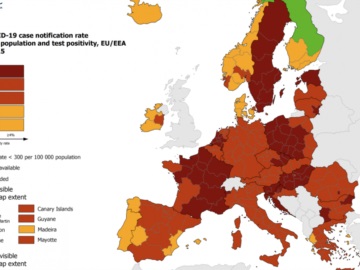 Στο «πράσινο» η Ελλάδα στον δείκτη θετικότητας μέσα σε μία κατακόκκινη Ευρώπη -Πρωτιά στα τεστ σύμφωνα με τους χάρτες ECDC