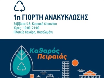    1η Γιορτή Ανακύκλωσης στον Πειραιά  στις «Ημέρες Θάλασσας 2021»  - 5 και 6 Ιουνίου στην πλατεία Κανάρη στο Πασαλιμάνι   