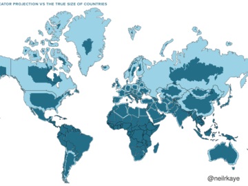 Ένας έξυπνος χάρτης δείχνει το πραγματικό μέγεθος των χωρών