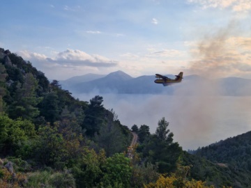 Μαίνεται η φωτιά στα Μέθανα - Στη μάχη της κατάσβεσης δασοκομάντος και αεροσκάφη (φωτογραφίες)